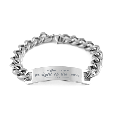 Image of Motivational Christian Stainless Steel Bracelet, You are the light of the world. , Inspirational Christmas , Family, Anniversary Gifts For Christian Men, Women, Girls & Boys – front view