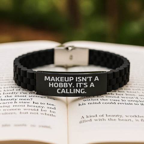 Image of Funny Makeup Quotes, Christmas Unique Gifts for Makeup Lovers, Glide lock Clasp Bracelet with Adjustable Fit - Gifts from Friends for Makeup Enthusiasts - Image 2