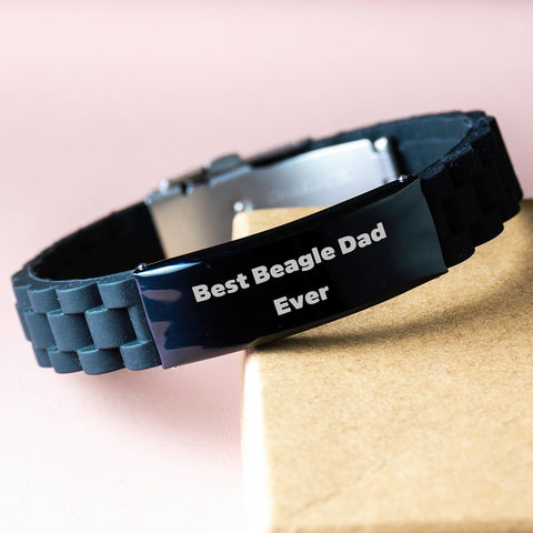 Image of Funny Beagle Dog Gifts for Beagle Dad from Men, Unique Birthday Unique Gifts for Beagle Dog Lover, Glide lock Clasp Bracelet Handmade for Best Beagle Dad Ever - Image 3
