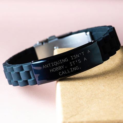 Image of Unique Antiquing Enthusiast Gifts from Friends Christmas Glide lock Clasp Bracelet - 'Antiquing Isn't A Hobby. It's A Calling.' - Image 3