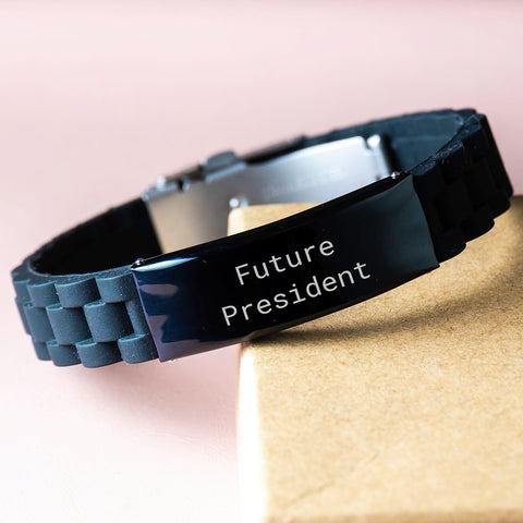 Image of Funny President Future Leader Inspirational Quote Glide lock Clasp Bracelet, Gifts from Friends for President, Graduation Unique Gifts - Image 3