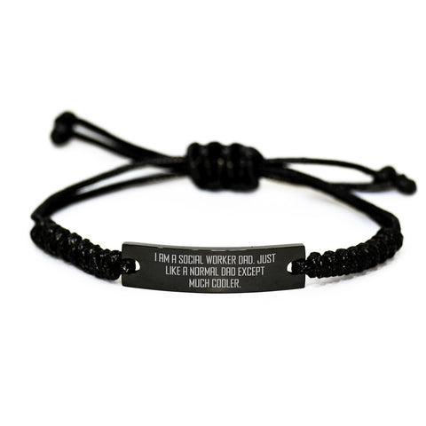Image of Social Worker Dad Rope Bracelet Gift for Mom on Mother's Day Funny Engraved - Image 1