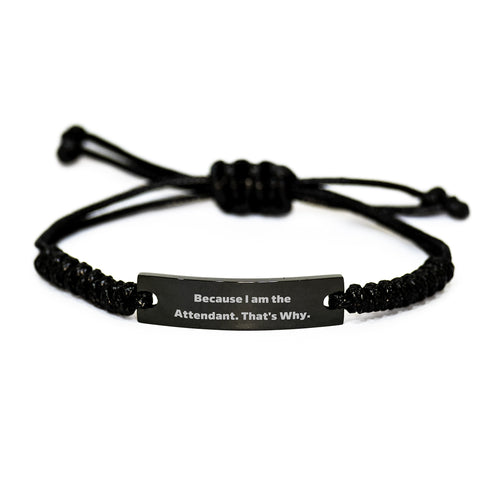 Image of Funny Attendant Rope Bracelet Gifts from Men to Attendants on Mother's Day - Unique Rope Chain with Black Stainless Steel Engraving - Image 1