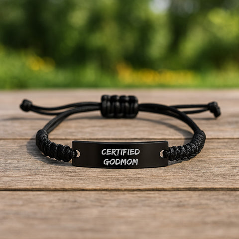 Image of Funny Godmom Rope Birthday Unique Gifts from Friends, Gifts for Godmom, Certified Godmom Quote, Adjustable Rope Bracelet - Image 2