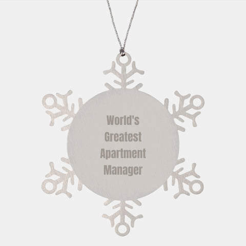 Image of Funny Snowflake Ornaments for Apartment Managers, Gifts from Friends, Family, or Coworkers, World's Greatest Apartment Manager Quote - Image 1