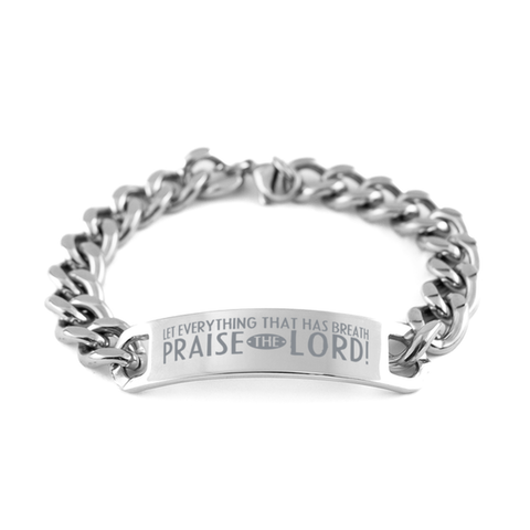 Image of Motivational Christian Stainless Steel Bracelet, Let everything that has breath praise the LORD!, Inspirational Christmas , Family, Anniversary Gifts For Christian Men, Women, Girls & Boys