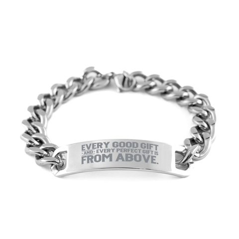 Image of Motivational Christian Stainless Steel Bracelet, Every good gift and every perfect gift is from above., Inspirational Christmas , Family, Anniversary Gifts For Christian Men, Women, Girls & Boys
