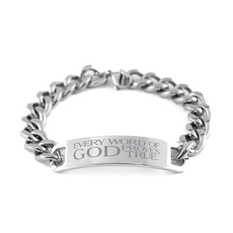 Image of Motivational Christian Stainless Steel Bracelet, Every word of God proves true. , Inspirational Christmas , Family, Anniversary Gifts For Christian Men, Women, Girls & Boys