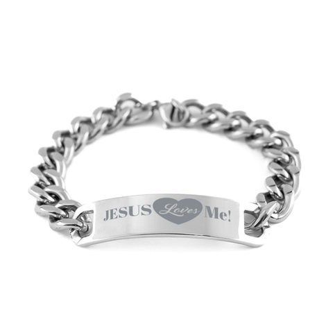 Image of Motivational Christian Stainless Steel Bracelet, Jesus Loves Me!, Inspirational Christmas , Family, Anniversary Gifts For Christian Men, Women, Girls & Boys