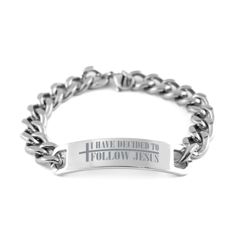 Image of Motivational Christian Stainless Steel Bracelet, I have decided to follow Jesus., Inspirational Christmas , Family, Anniversary Gifts For Christian Men, Women, Girls & Boys