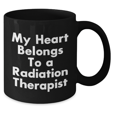 Image of Funny Radiation Therapist Gifts for Men from My Heart Belongs To A Radiation Therapist, Black Coffee Mug for Father's Day - Additional