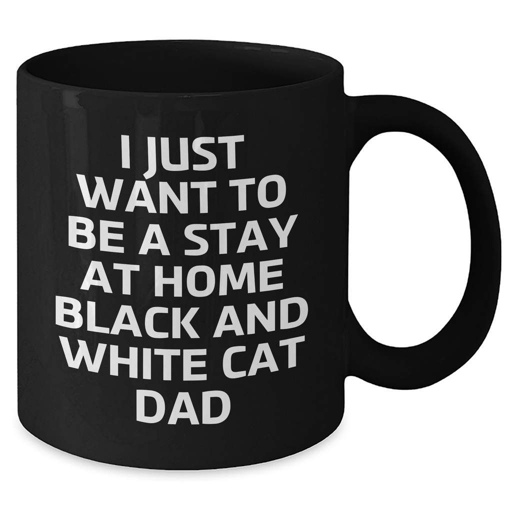 Funny Black and White Cat Gifts from Dad to Men, 'I Just Want To Be A Stay At Home Black And White Cat Dad' Father's Day Unique Gifts for Black Coffee Mug Lovers - Additional