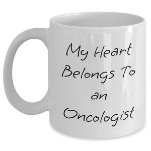 Funny Oncologist Gifts - My Heart Belongs To An Oncologist White Coffee Mug for Men, Unique Father's Day Unique Gifts from Friends, Coworkers to Oncologist - Main