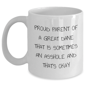 Funny Great Dane Dog Gifts for Men - Proud Parent White Coffee Mug, White, 11oz or 15oz, Father's Day Unique Gifts from Family - Main