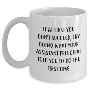 Funny Assistant Principal Gifts from Men - White Coffee Mug with Quote, Perfect Graduation Unique Gifts for Assistant Principal, Humorous Encouragement for Him - Main