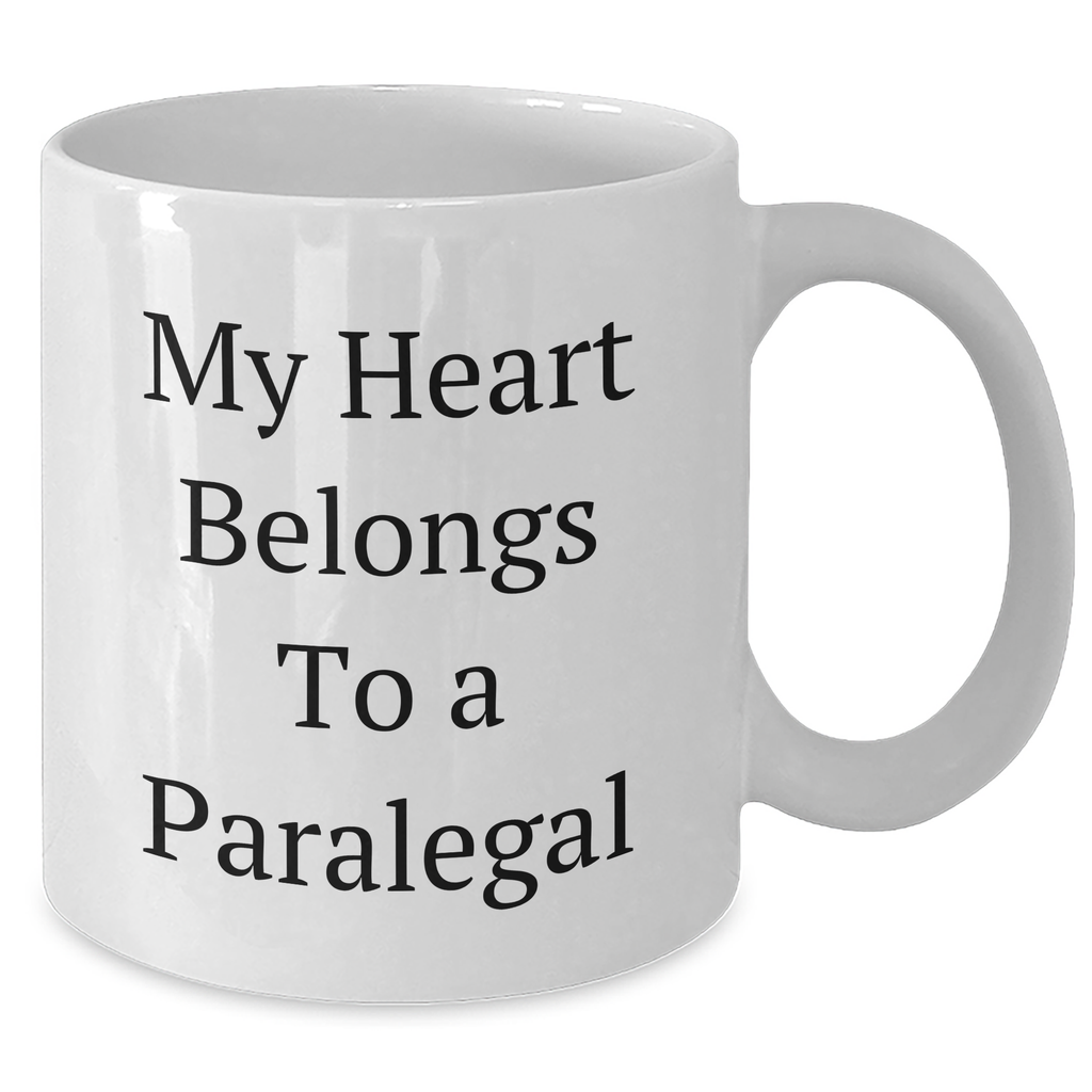 Funny Paralegal Gifts from Mom, White Coffee Mugs for Paralegal Dads on Father's Day, 'My Heart Belongs To A Paralegal' Quote - Additional