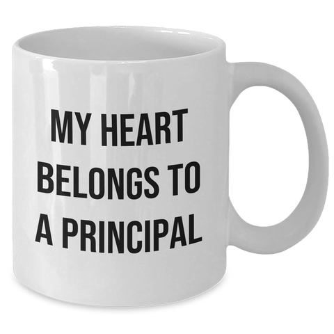 Image of Funny Principal Gifts, My Heart Belongs To A Principal White Coffee Mug for Dad, Father's Day Unique Gifts from Family, Friends, Men, or Women - Additional