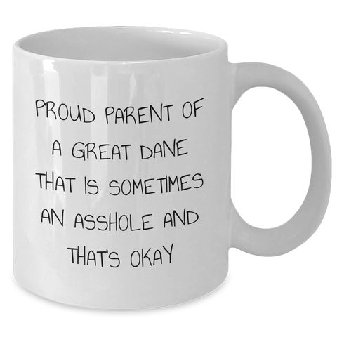 Image of Funny Great Dane Dog Gifts for Men - Proud Parent White Coffee Mug, White, 11oz or 15oz, Father's Day Unique Gifts from Family - Additional