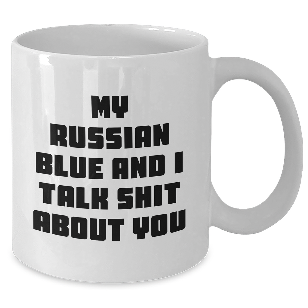 Funny Russian Blue Cat Mugs for Mom, Gifts from Friends, Russian Blue Cat Lover's Unique White Coffee Mug - Additional