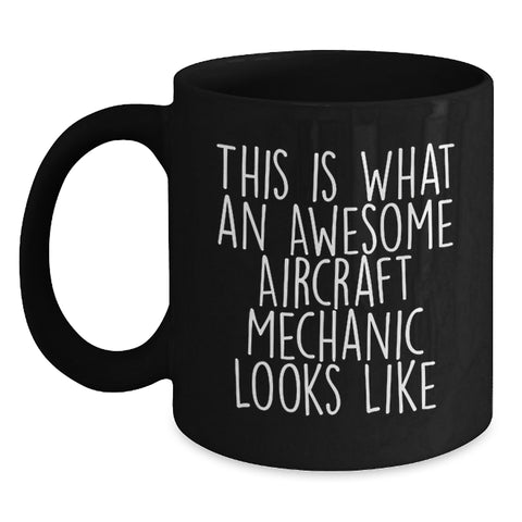 Image of Awesome Aircraft Mechanic Gifts for Men, Black Coffee Mug, Funny Quote, Birthday Unique Gifts from Family - Main