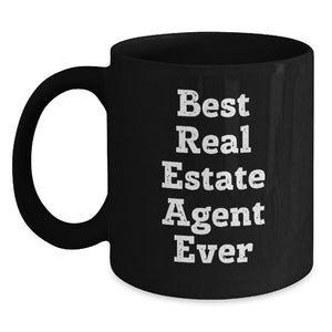 Gifts for Real Estate Agent Men Funny Black Coffee Mug Best Ever - Main