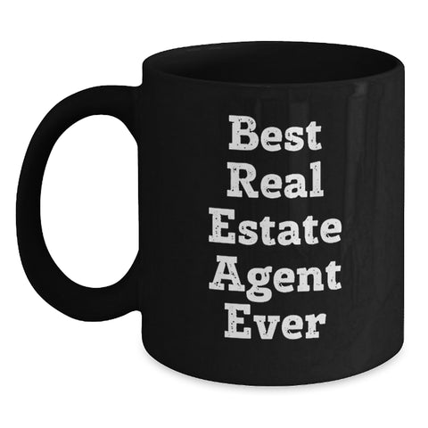 Image of Gifts for Real Estate Agent Men Funny Black Coffee Mug Best Ever - Main