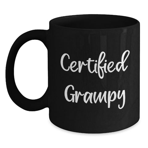 Image of Funny Grampy Gifts, Black Coffee Mug for Birthday, 'Certified Grampy' Quote, Gifts from Men, Women, Friends, Coworkers, Family - Main