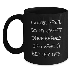 Funny Great Dane Dog Lover Gifts from Friends and Family, I Work Hard Coffee Mug for Birthday - Main