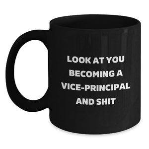 Funny Vice-Principal Quote Black Coffee Mug Gifts for Vice-Principals from Friends and Family on Birthday - Main