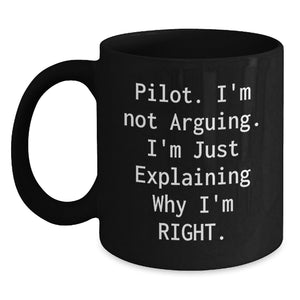 Funny Pilot Gifts for Christmas from Men to Their Friends, Pilot Black Coffee Mug - Main