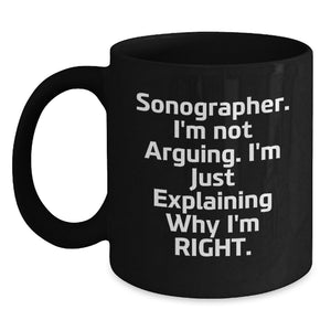 Funny Sonographer Gifts from Friends, Unique Black Coffee Mug for Sonographer on Birthday - Main
