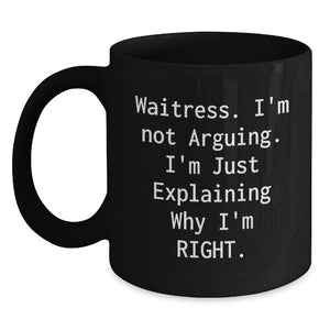 Funny Waitress Gifts from Friends and Family Black Coffee Mug for Christmas Unique Presents - Main