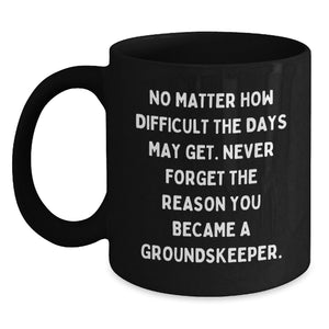 Funny groundskeeper Gifts from Men for groundskeeper - Unique Black Coffee Mug - Never Forget the Reason - Christmas Unique Gifts - Main