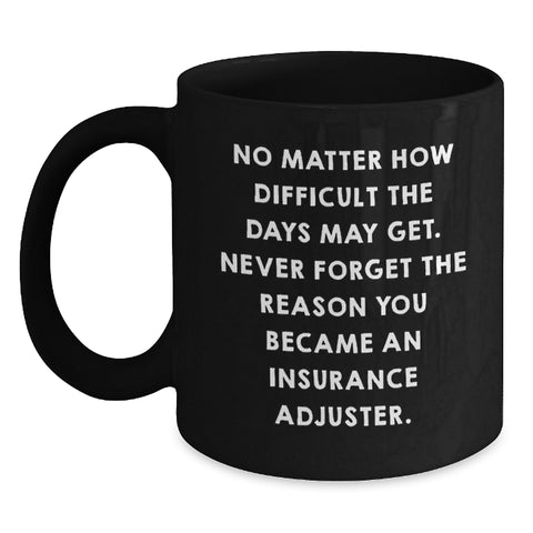 Image of Funny Inspirational Insurance Adjuster Gifts from Family for Insurance Adjuster Mother's Day Unique Black Coffee Mugs, 'No Matter How Difficult The Days May Get. - Main