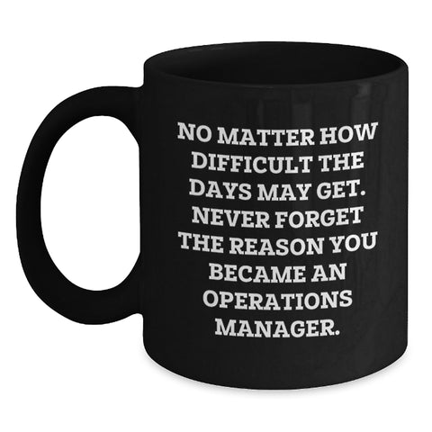 Image of Funny Operations Manager Gifts for Men - Gifts from Family - Black Coffee Mug with Inspirational Quote - Mother's Day Unique Gifts for Operations Manager - Never Forget the Reason - Main