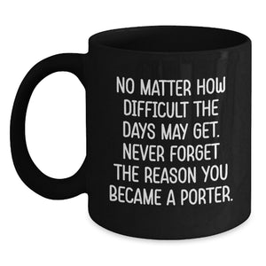 Porter Inspirational Quotes Funny Birthday Unique Gifts Black Coffee Mug Gifts from Men to Porter - Main