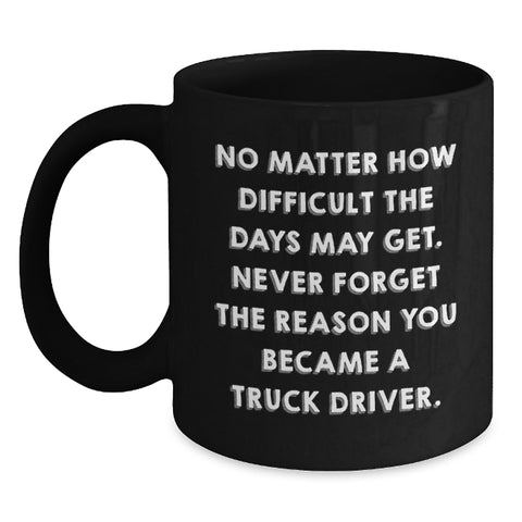 Image of Inspirational Christmas Unique Gifts from Friends for Truck Driver Black Coffee Mugs - Never Forget The Reason - Main