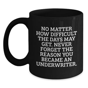 Funny Inspirational Underwriter Black Coffee Mug Gifts for Underwriter Friends, Christmas Unique Gifts from Men, Underwriter Motivation Mug 11oz/15oz - Main