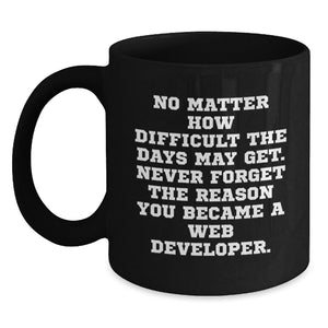 Funny Web Developer Christmas Unique Gifts from Friends - Never Forget Quote Black Coffee Mug - Main