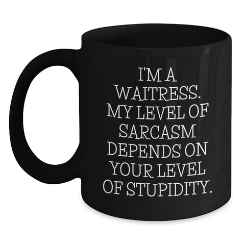 Image of Funny Waitress Gifts from Friends, Unique Black Coffee Mugs for Waitresses, Christmas Unique Gifts - Main