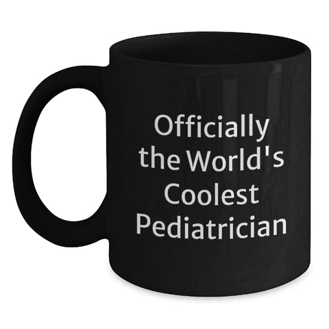 Image of Funny Gifts from Friends for Officially The World's Coolest Pediatrician, Black Coffee Mug, Christmas Unique - Main