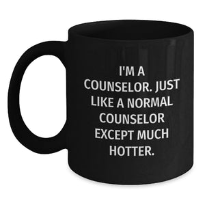 Funny Counselor Gifts for Men - Unique Black Coffee Mug from Friends - Main