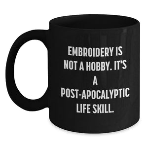 Funny Embroidery Gifts for Embroidery Lovers Black Coffee Mug Birthday Unique Gifts from Friends - Main