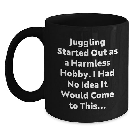 Image of Funny Juggling Journey Black Coffee Mug Gifts from Friends for Juggling Enthusiasts on Birthday - Main