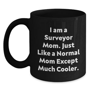 Funny Surveyor Mom Black Coffee Mug Gift for Surveyor Friends Birthday - Main