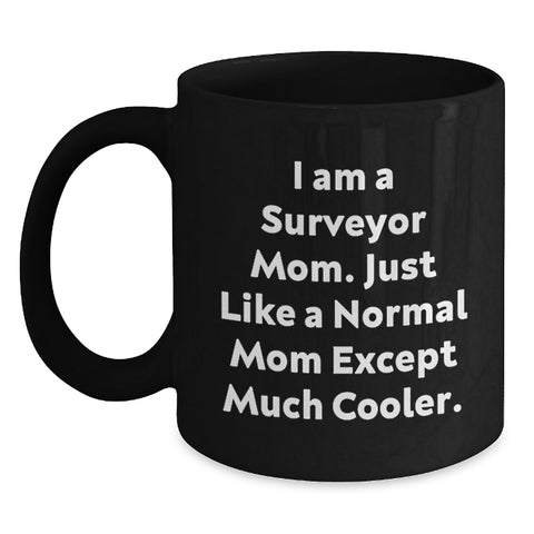 Image of Funny Surveyor Mom Black Coffee Mug Gift for Surveyor Friends Birthday - Main