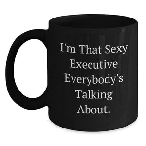 Sexy Executive Funny Black Coffee Mugs Gifts from Men to Executive Friends, Unique Graduation Gifts for Women, Black Coffee Mug for Coworkers - Main