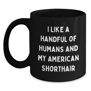 American Shorthair Cat Lover Gifts from Family for Graduation Unique Mugs I Like A Handful Of Humans And My American Shorthair - Main