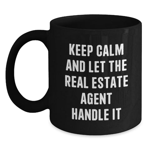 Image of Funny Real Estate Agent Gifts for Men, Women, Friends, and Family - Black Coffee Mug, Keep 'em Laughing, Graduation Unique - Main