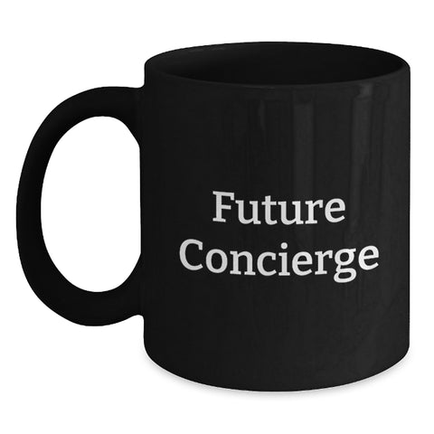 Image of Funny Concierge Gifts from Friends for Birthday Unique Black Coffee Mug - 'Future is Unwritten' - Main
